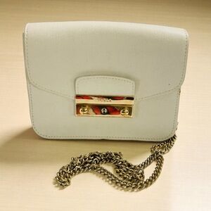 Furla Julia mini white leather crossbody bag
